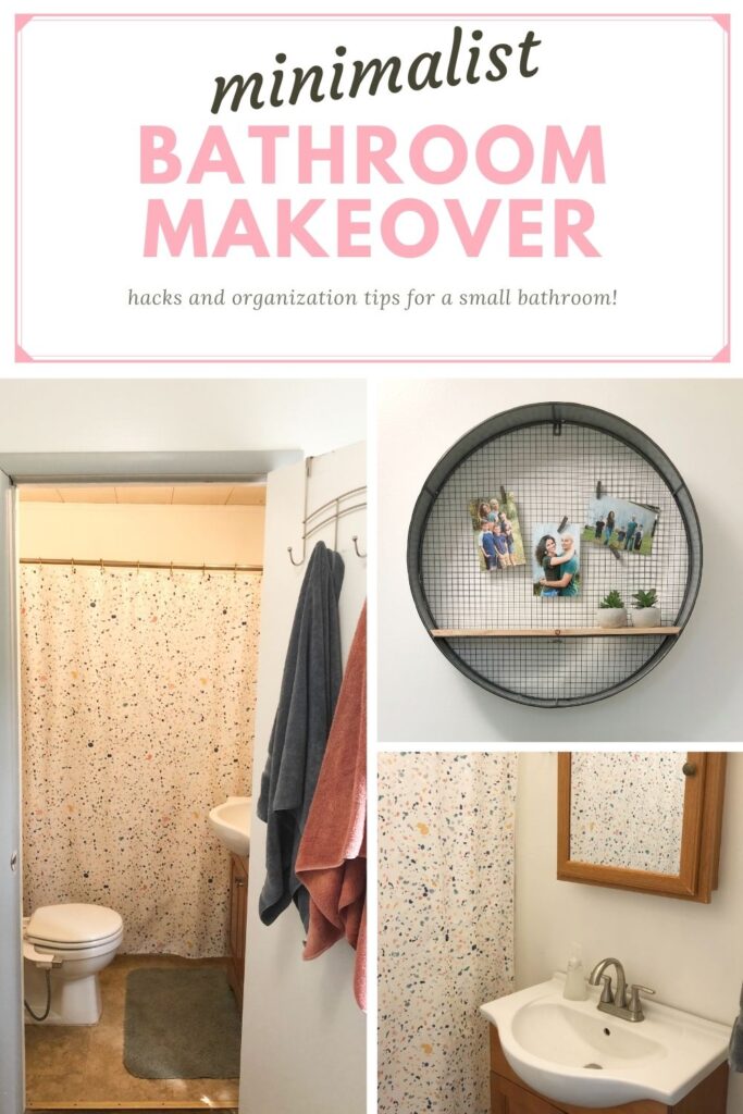 bathroom makeover and organization collage