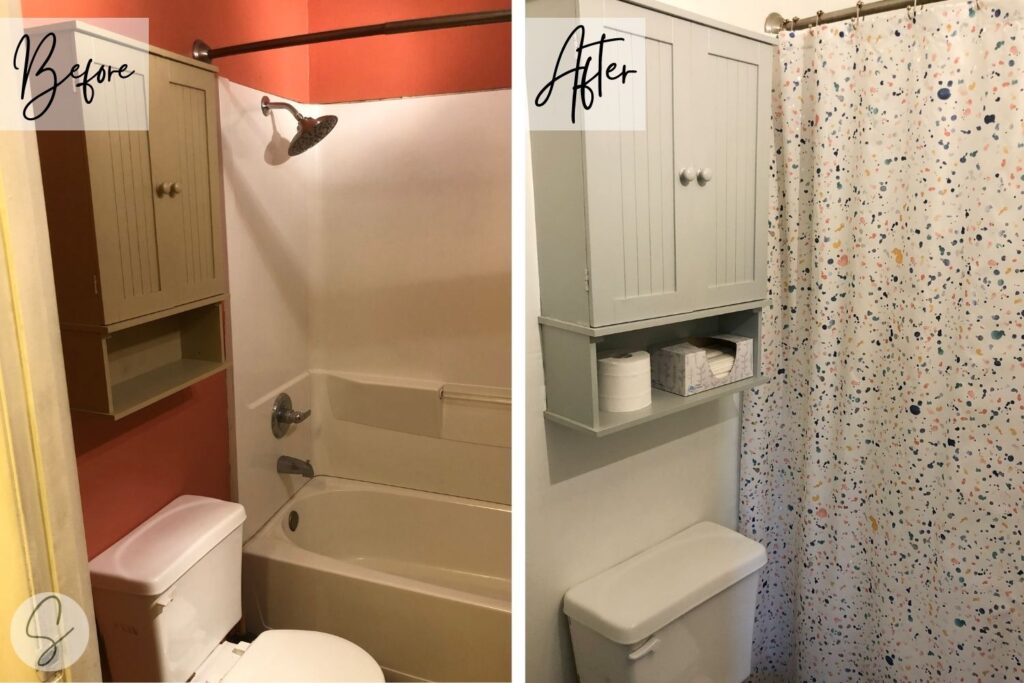 bathroom cabinet before and after